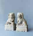 Pair of Chinese carved stone 'foo dog' statues, earlier 20th century
