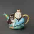 Minton Majolica 'Chinaman' teapot, bright majolica colours, 1874