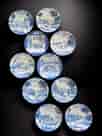 Set of 10 Dutch Delft 'calendar plates', superbly painted, 19th c.