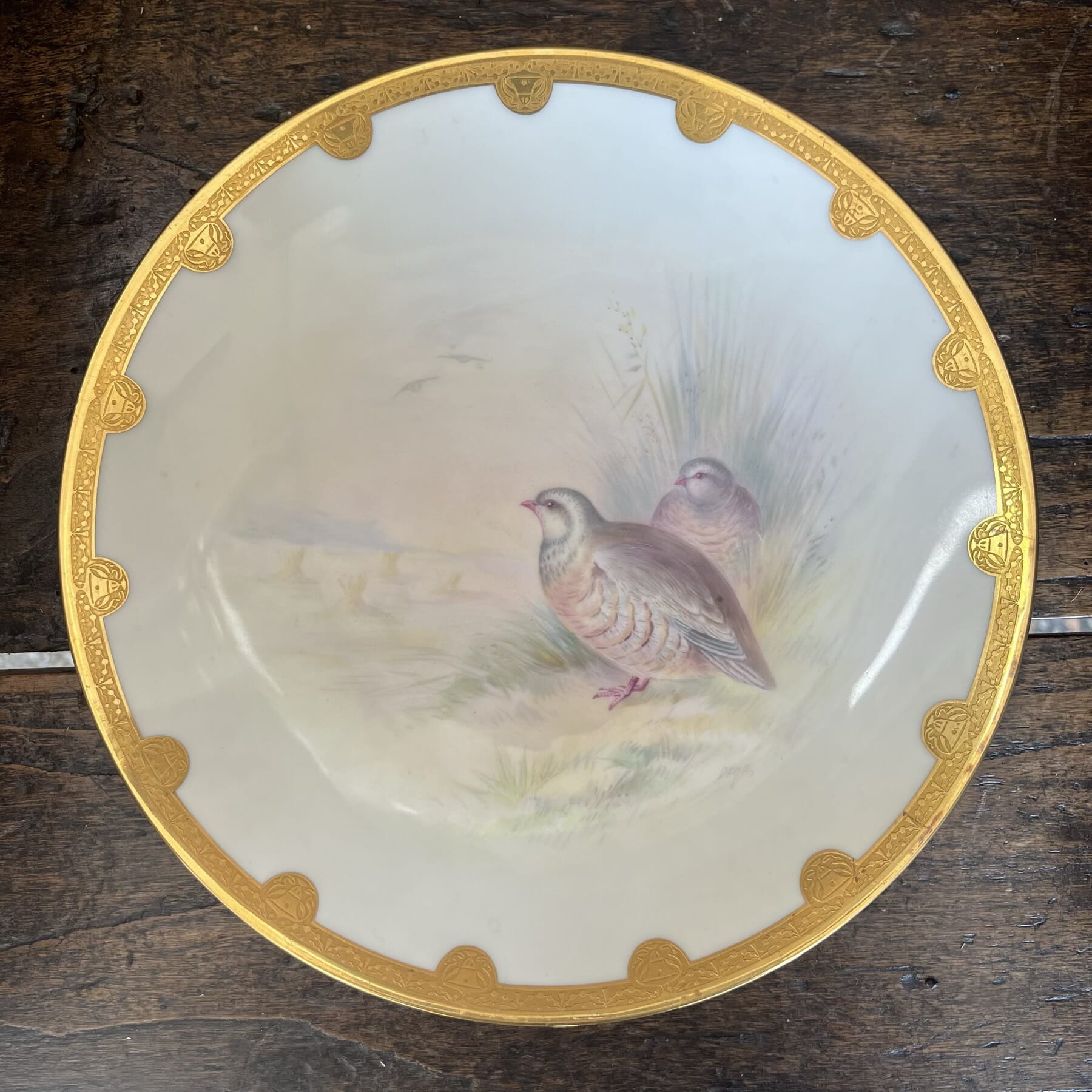 Minton Tiffany & Co plate 'Red legged Partridge', 1902