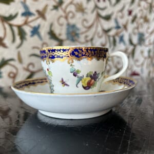 Dr Wall Worcester cup & saucer, 'Stormont Service', landscapes