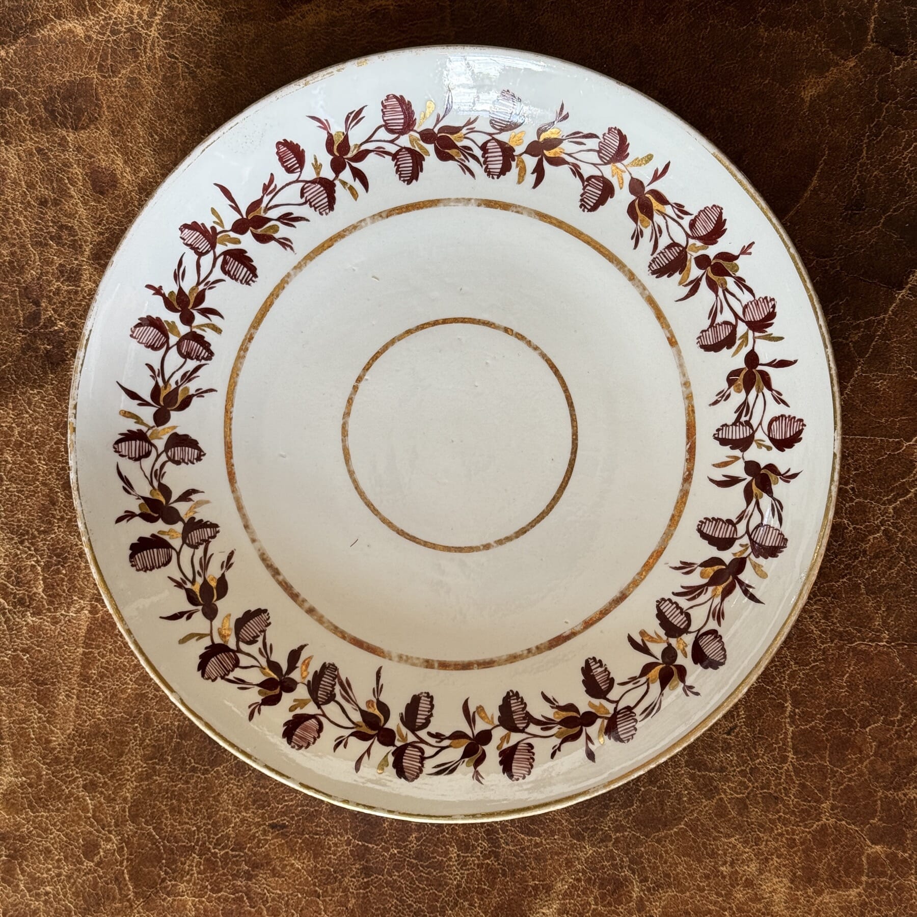 Barr Flight Barr Worcester saucer dish, Roses in brown & gold, c. 1810