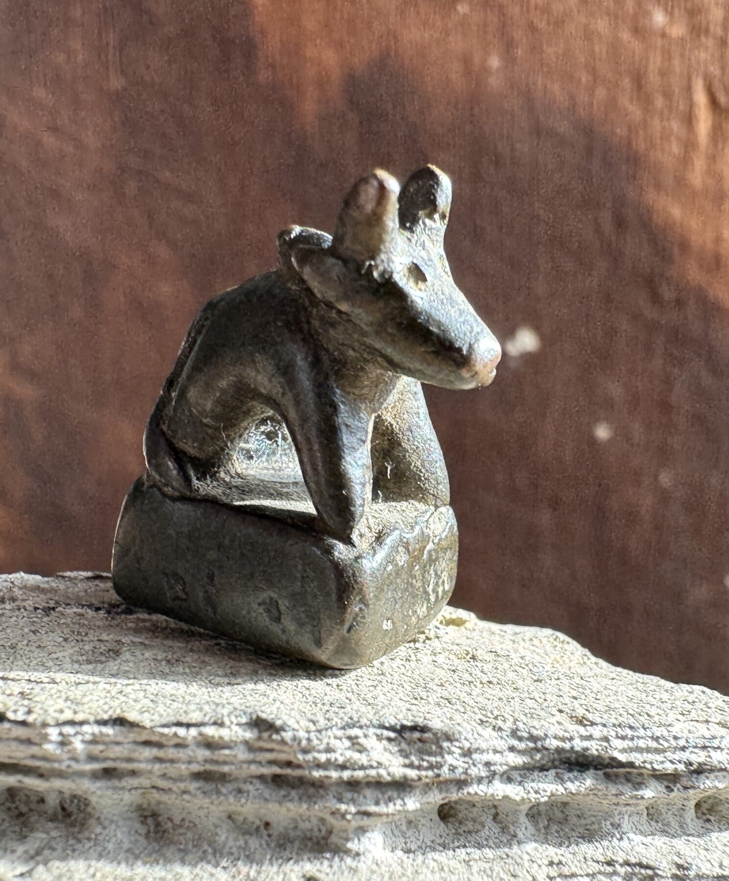 Burmese bronze 'opium' weight, rare Dog or Horse, 18th century or earlier
