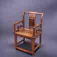 Chinese hardwood 'Nanguanmaoyi' arm chair in the Ming style, Qing  18th-19th c.
