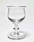 Late Georgian wine glass, bell shape with bladed knop, ground pontil, c. 1825