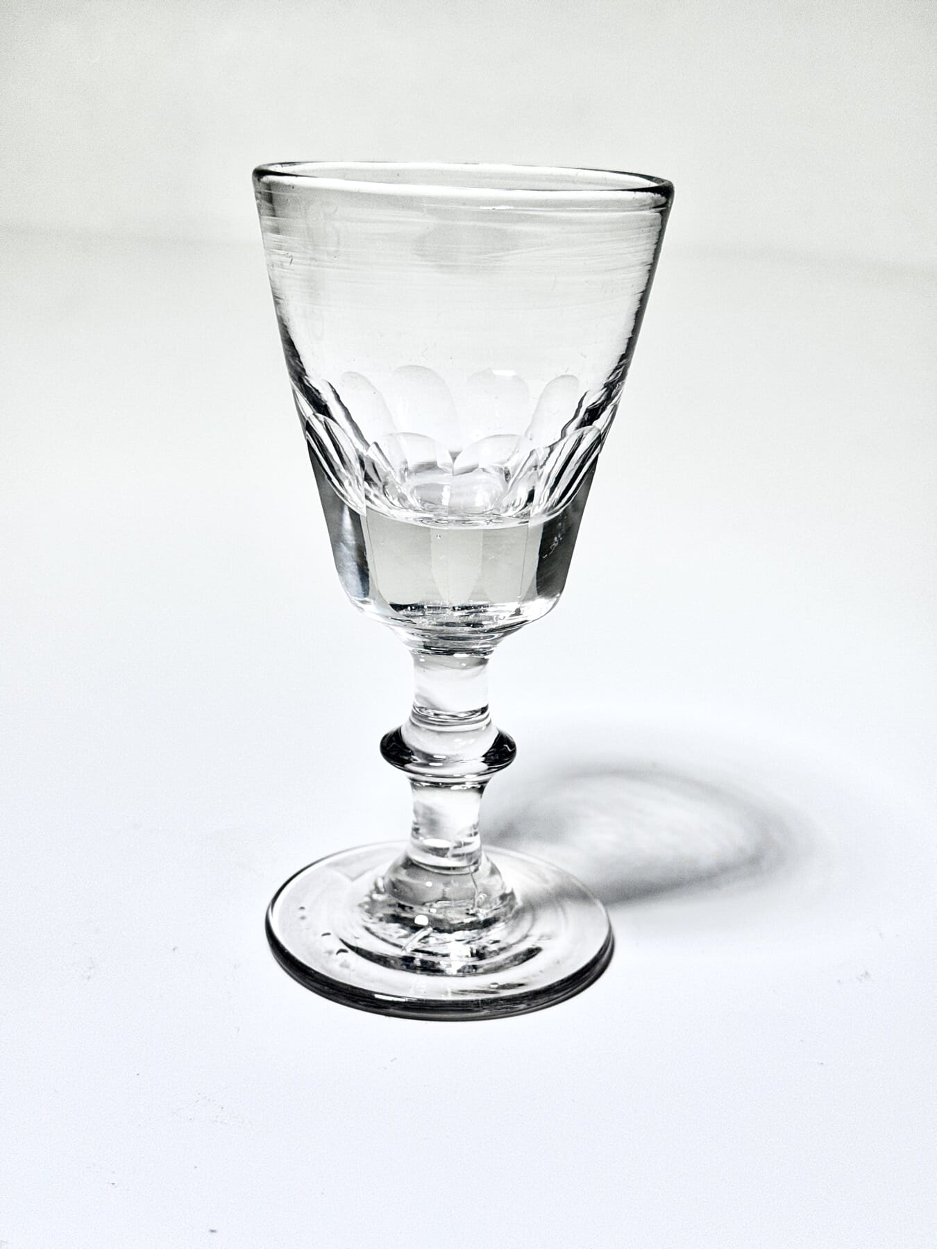 Late Georgian glass with faceted sides, single knop, c. 1830