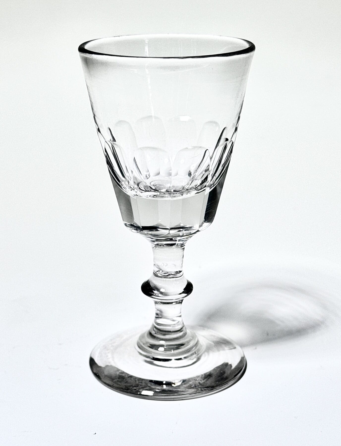 Late Georgian glass, faceted sides, single knop, c. 1830